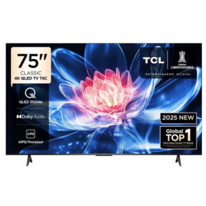 Televisor TCL 75" QLED 4K Google TV con HDR10, Control por Voz y Conectividad Inteligente 75T6C