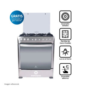 Cocina a gas Indurama Parma Zafiro Croma 6 quemadores – potente y elegante