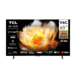 Televisor TCL 65" LED 4K Google TV con HDR10, WiFi y Control por Voz 65V6C