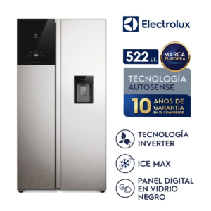 Refrigeradora Electrolux No Frost Side by Side 522 L Inverter AutoSense Gris ERS53F2P5CI