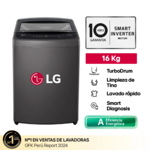 Lavadora LG WT16BVTB 16 Kg TurboDrum Carga Superior Negro Claro