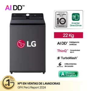 Lavadora LG AI DD Inteligencia Artificial 22 Kg WT22EGTX Negro