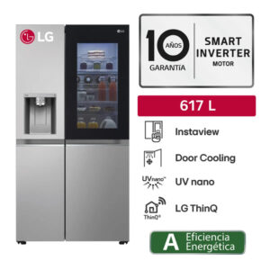 Refrigeradora LG 617 Litros InstaView Side by Side GS66SGP Plateado – Máxima Capacidad, Tecnología Premium y Diseño Elegante