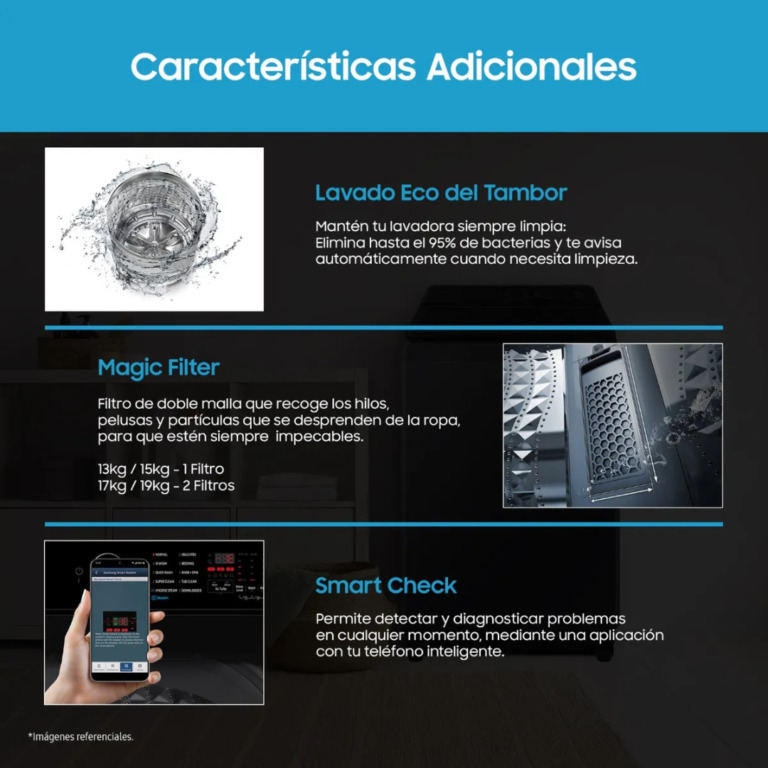 Lavadora Samsung 17 kg EcoBubble Gris Grafito WA40F17E7CPE – Alta Eficiencia y Máximo Cuidado de Prendas - Imagen 9
