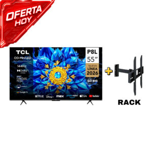 Televisor TCL 55" 4K UHD Smart TV 55P8L – Imagen Ultra HD, HDR y Experiencia Smart Fluida + RACK