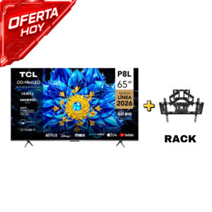 Televisor TCL 65" 4K UHD Smart TV 65P8L – Imagen Ultra HD, HDR y Experiencia Smart Fluida + RACK